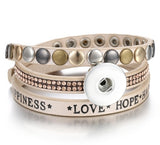 Drukknop Armband " Love Hope Happiness " beige