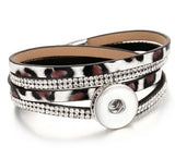 Drukknop Armband " panter print " wit