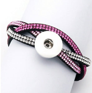 Drukknop Armband "Cross Rhinestone" Roze