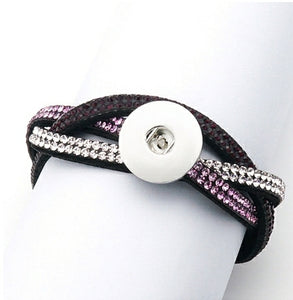 Drukknop Armband "Cross Rhinestone" Paars