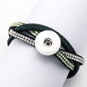 Drukknop Armband "Cross Rhinestone" Groen