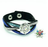 Drukknop Armband "Cross Rhinestone" Blauw